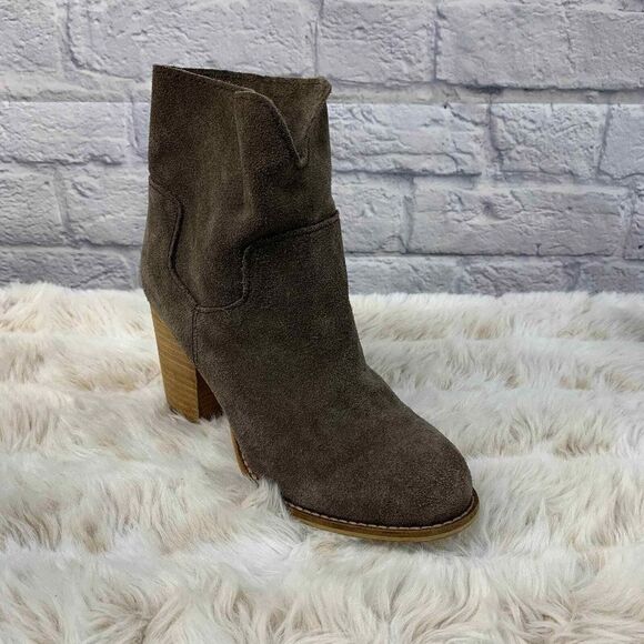 Splendid Shoes - Splendid‎ Murietta Brown Leather Suede Stacked Heel Booties Size 7.5